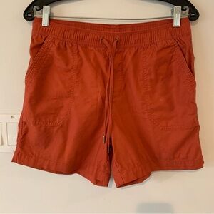 Tahari Orange Women’s S Cotton Shorts Drawstring Elastic Waist Walk Hike